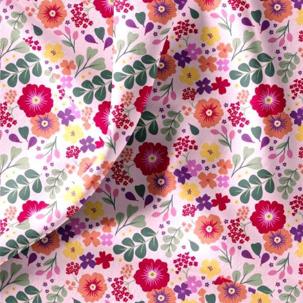 Fun Floral Domotex Cotton Jersey Multi on Pink in Dorie 1