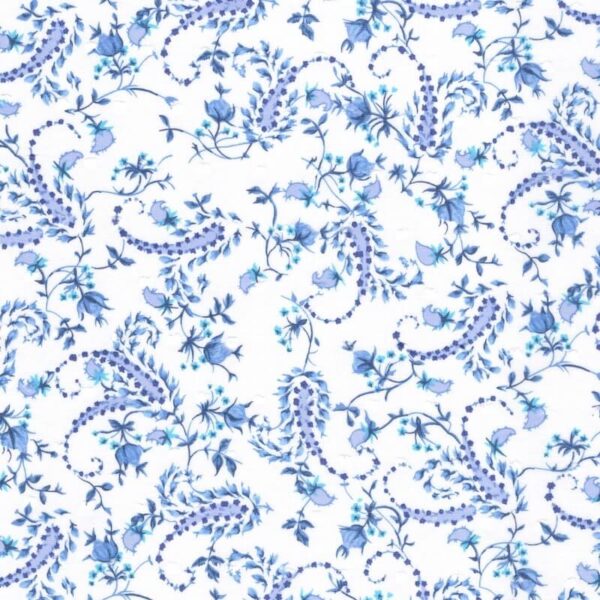 Dotted Swiss Dobby Dot Paisley Fabric in Blue 3