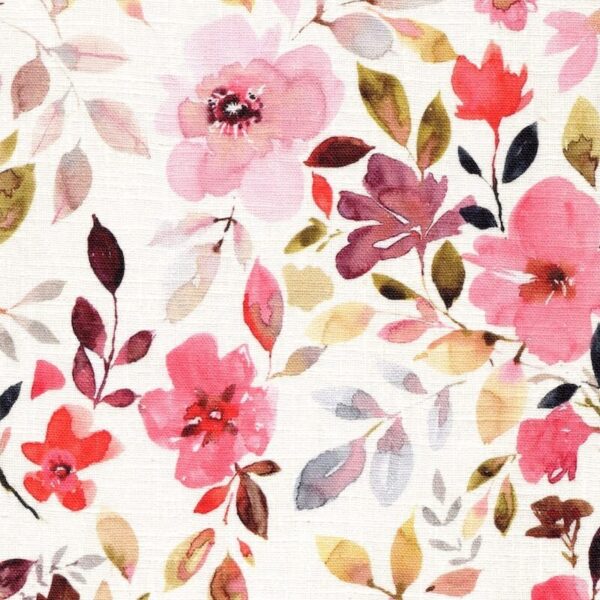Linen and Cotton Digital Print Dressmaking Fabric in Pink Dream 1