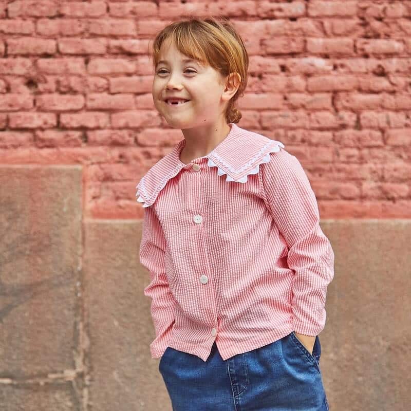 Fashion Model wearing  Ikatee Couture Sewing Pattern for Rio KIDS
  Blouse Shirt 3/12y
