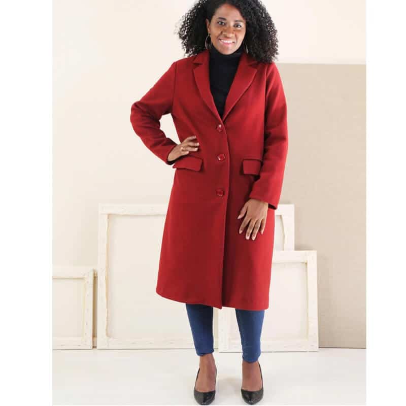 Fashion Model wearing  Liesl and Co Sewing Pattern for Cheval Coat
  - Advanced