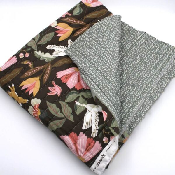 Pre Quilted Double Sided Reversible Cotton Fabric in Norfolk Forest Brown and Biona Sage A16 1